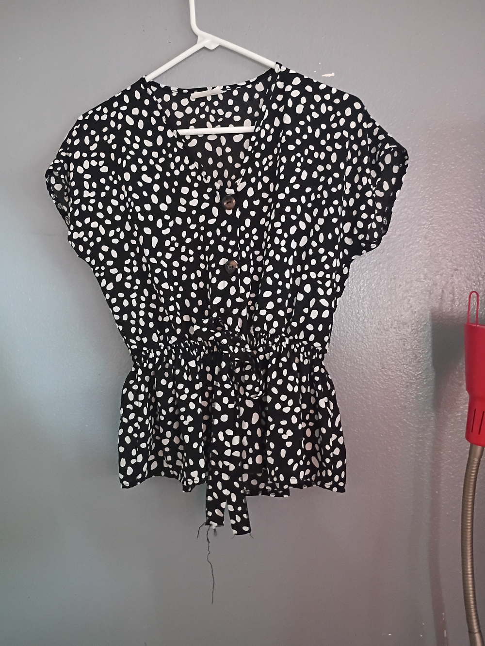 Free Kisses Black & White Polka Dot Peplum Top